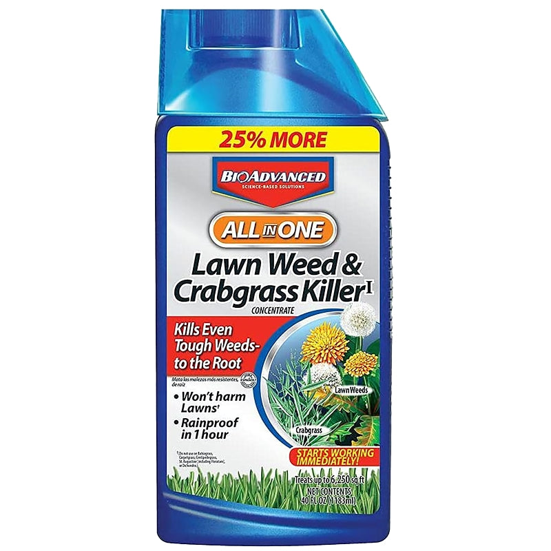 BIOADVANCED BioAdvanced 704140A Crabgrass and Weed Killer, Liquid, Black/Brown, 40 oz Bottle LAWN & GARDEN BIOADVANCED