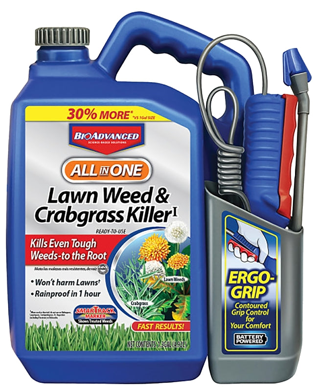 BIOADVANCED BioAdvanced 704138A Weed and Crabgrass Killer, Liquid, Black/Brown, 1.3 gal LAWN & GARDEN BIOADVANCED