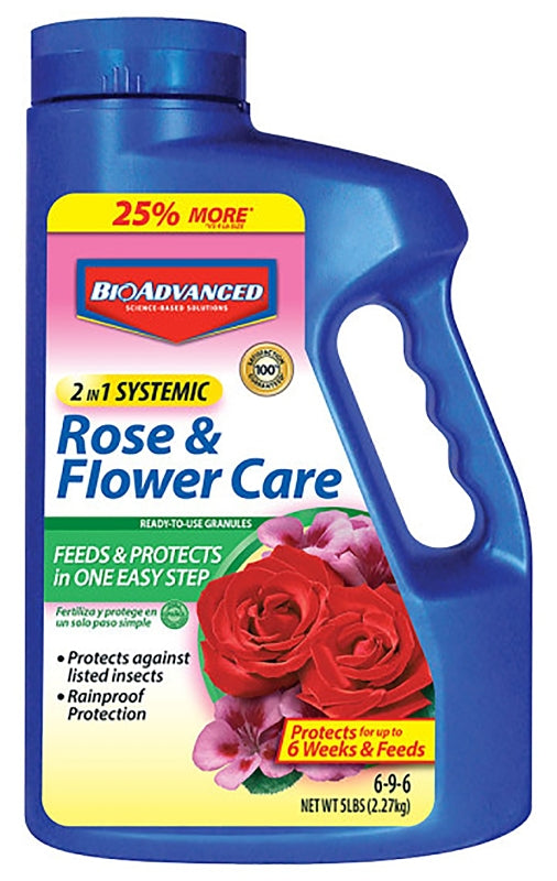 BIOADVANCED BioAdvanced 708110A Systemic Rose and Flower Care, 5 lb Bottle, Granular, 6-9-6 N-P-K Ratio