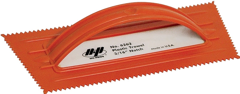 QLT BY MARSHALLTOWN QLT 6262 Trowel, 3/16 in W x 5/32 in D Notch, 9-1/2 in L, 4-1/4 in W, V Notch, Comfort-Grip Handle