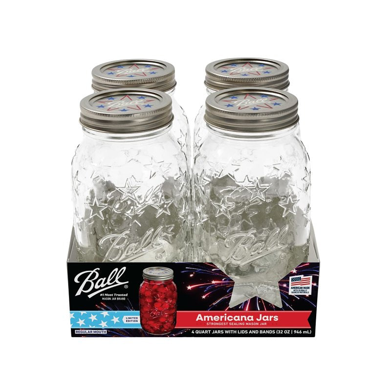 BALL Ball 2227588 Americana Regular Mouth Mason Jar, 32 oz Capacity, Glass