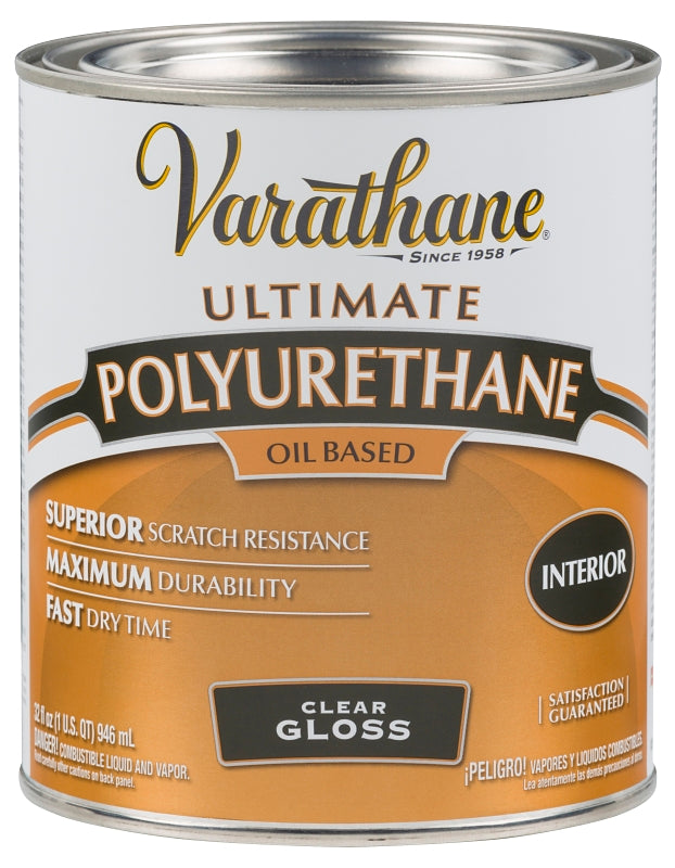 VARATHANE Varathane 242174H Polyurethane, Semi-Gloss, Liquid, Clear, 1 qt, Can PAINT VARATHANE