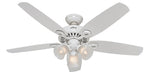 HUNTER Hunter 53236 Ceiling Fan, 5-Blade, Snow White Blade, 52 in Sweep, 3-Speed, With Lights: Yes