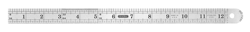 GENERAL General 1201ME Precision Measuring Ruler, SAE/Metric Graduation, Stainless Steel, Black, 7/8 in W TOOLS GENERAL