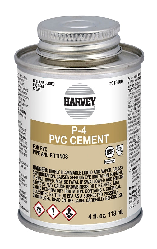 HARVEY Harvey 18100-24 Solvent Cement, 4 oz, Can, Liquid