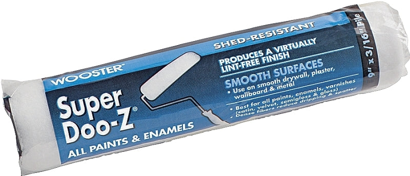 WOOSTER BRUSH Wooster R206-9 Roller Cover, 3/16 in Thick Nap, 9 in L, Woven Fabric Cover, White PAINT WOOSTER BRUSH