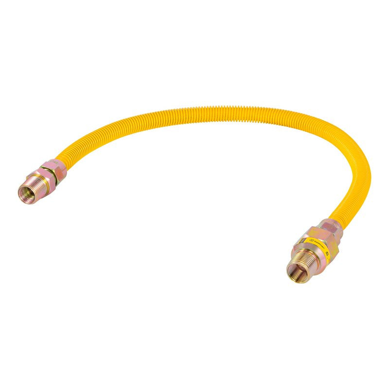 CASH ACME Eastman 20YE50V024B Gas Connector, 3/8 x 1/2 in, FIP x MIP, Stainless Steel, Epoxy-Coated, 24 in L, 1/2 in OD