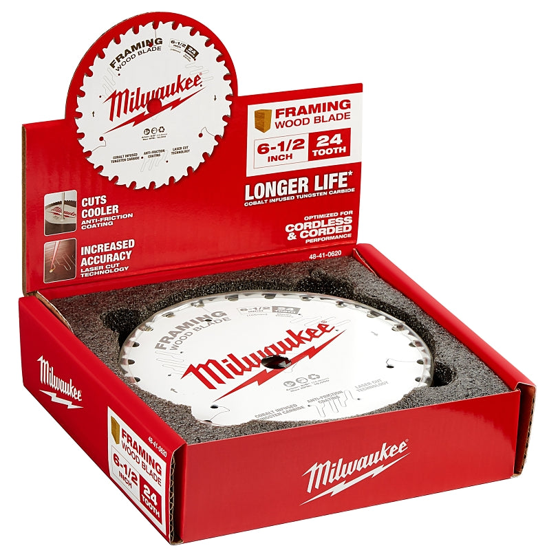 MILWAUKEE Milwaukee 48-41-0620 Circular Saw Blade, 6-1/2 in Dia, 5/8 in Arbor, Cobalt/Tungsten Carbide Cutting Edge, 10/PK TOOLS MILWAUKEE