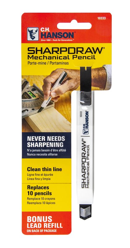 CH HANSON CH Hanson Sharpdraw 10333 Heavy-Duty Carpenter Pencil with Refill, Hi-Viz Green, 7-3/8 in L TOOLS CH HANSON