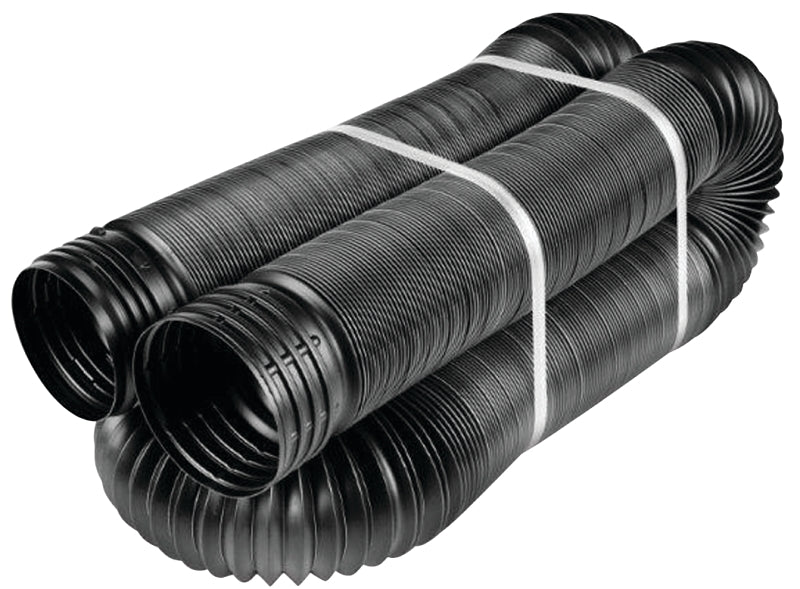 AMERIMAX Amerimax 51110 Drain Pipe Tubing, Solid Flex, 4 in, PVC, Black, 25 ft L