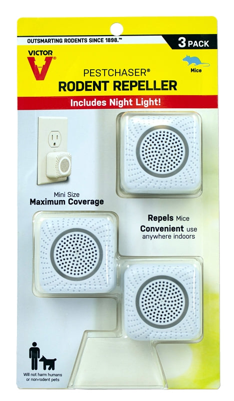 VICTOR Victor M753K Rodent Repellent, Plug-In, 1.69 in L, 1-3/4 in W, 1-3/4 in H, Repels: Mice, Rats, 3/PK LAWN & GARDEN VICTOR