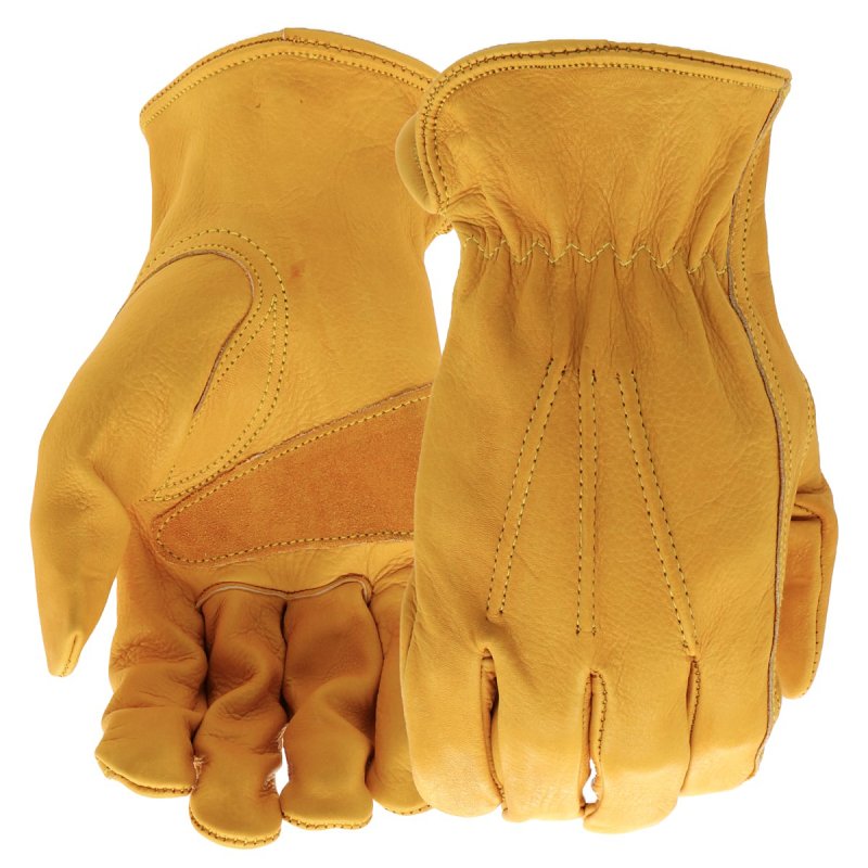 BOSS MFG Boss B81001-S Work Gloves, Men's, S, Keystone Thumb, Slip-On Cuff, Cowhide Leather, Natural