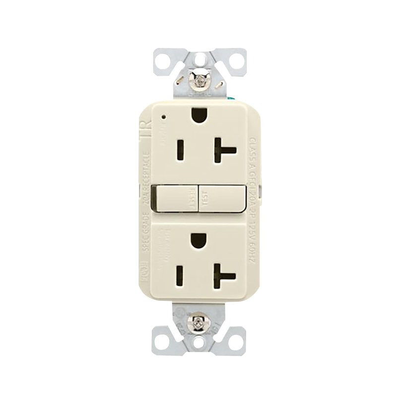 COOPER WIRING Eaton TRGF20LA Tamper-Resistant Self-Test GFCI Receptacle, 125 V, 20 A, NEMA: NEMA 5-20R, Back, Side Wiring ELECTRICAL COOPER WIRING