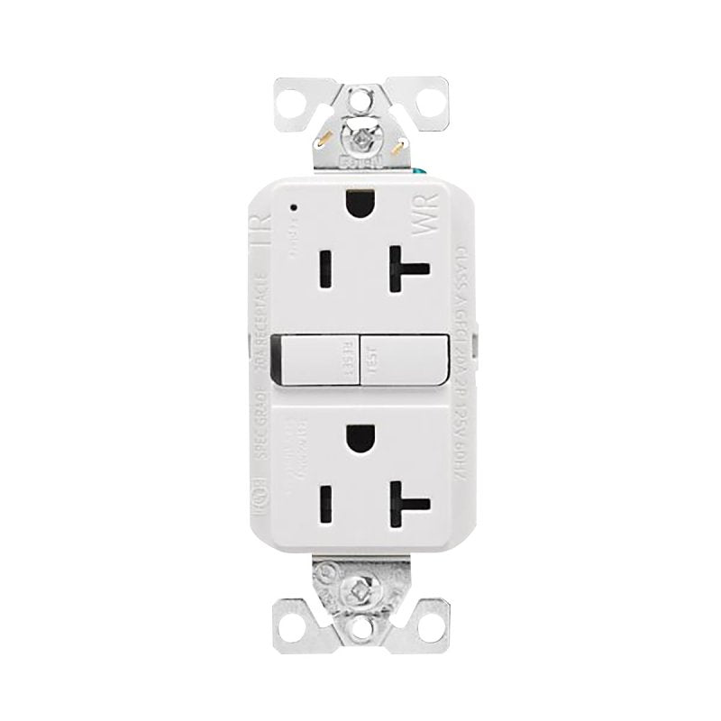 COOPER WIRING Eaton TWRGF20W Self-Test GFCI Receptacle, 125 V, 20 A, NEMA: NEMA 5-20R, Back, Side Wiring, White ELECTRICAL COOPER WIRING