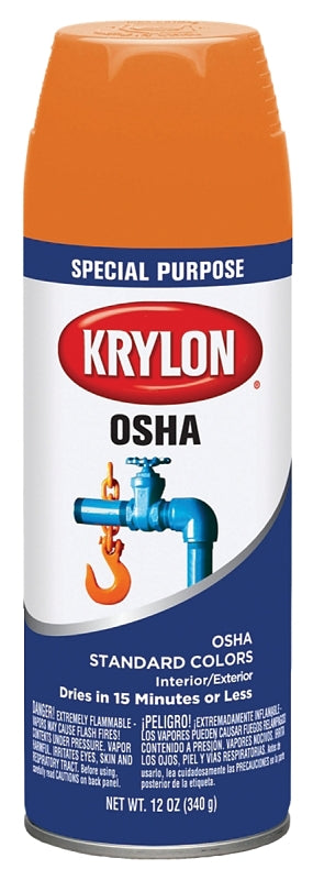 KRYLON Krylon K02410777 Safety Spray Paint, Gloss, OSHA Safety Orange, 12 oz, Can