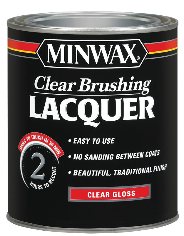 MINWAX Minwax 155000000 Brushing Lacquer, Gloss, Liquid, Clear, 1 qt, Can PAINT MINWAX