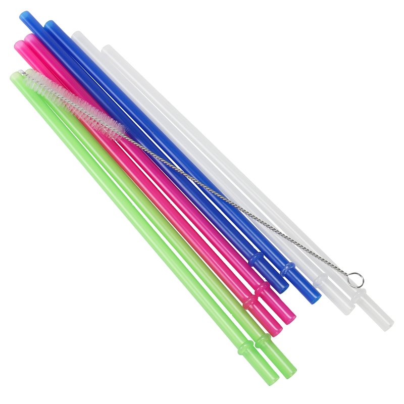 CHEF CRAFT Chef Craft 22035 Straw Set, Plastic, Blue/Clear/Green/Pink