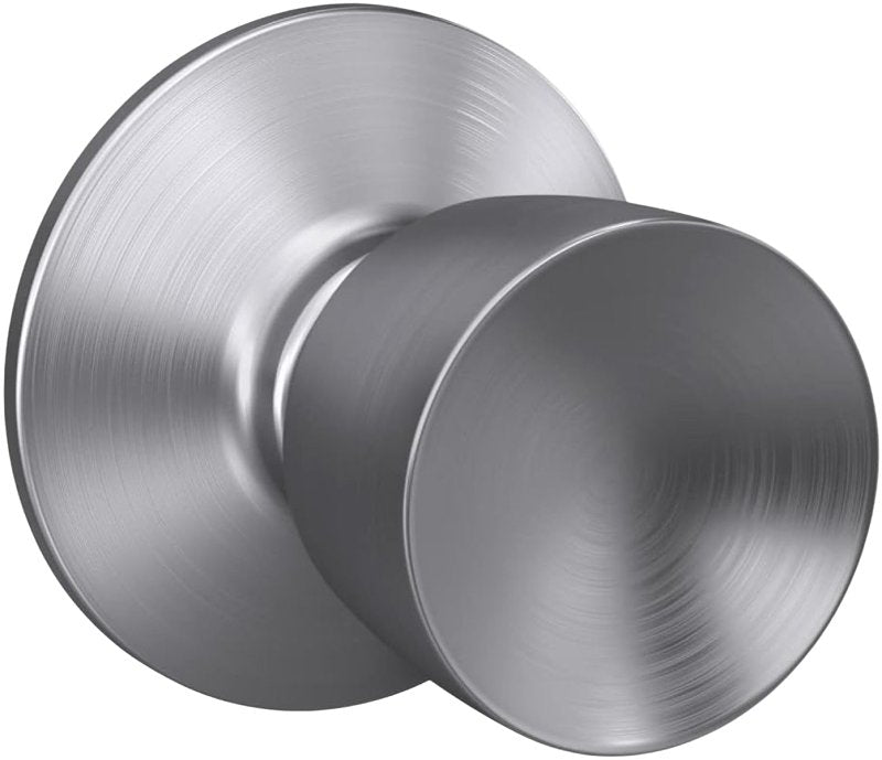 SCHLAGE LOCK Schlage F Series F10VBEL626 Passage Knob, Metal, Satin Chrome, 2-3/8, 2-3/4 in Backset, 1-3/8 to 1-3/4 in Thick Door
