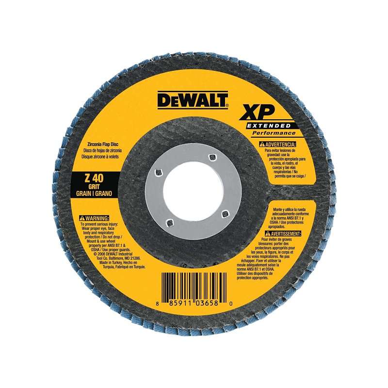 DEWALT DEWALT XP Series DW8251 Ceramic Flap Disc, 4-1/2 in Dia, 7/8 in Arbor, Coated, 60 Grit, Coarse, Zirconia Abrasive TOOLS DEWALT