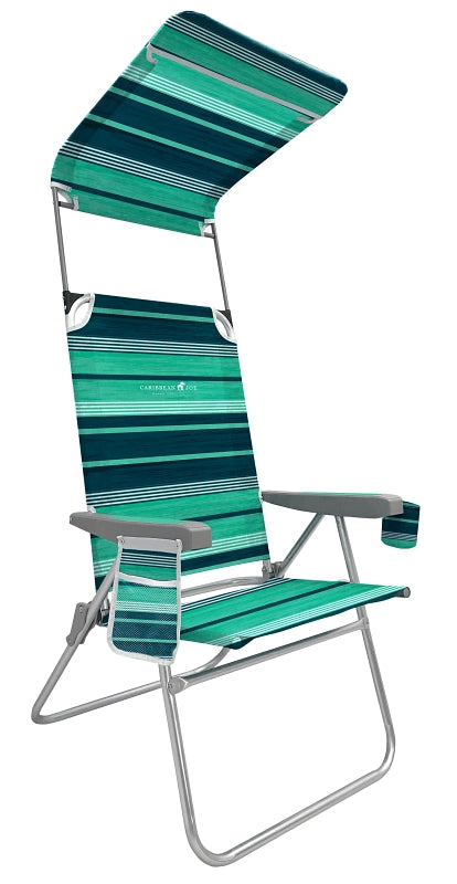CARIBBEAN JOE Caribbean Joe CJ-7765 Beach Chair, 23-1/4 in W, 26.4 in D, 42-1/2 in H, Aluminum Frame, Polyester Seat