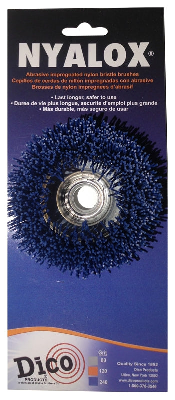 DICO PRODUCTS Dico Nyalox 7200009 Cup Brush, Nylon Bristle, 3 in Dia, 5/8-11 Arbor/Shank, Female Threaded Bristle AUTOMOTIVE DICO PRODUCTS