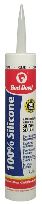 RED DEVIL Red Devil 0826 Sealant, Clear, -60 to 400 deg F, 9.8 fl-oz Cartridge PAINT RED DEVIL
