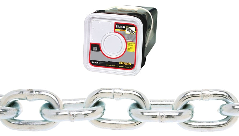 BARON Baron PC30516SP Proof Coil Chain, 5/16 in, 75 ft L, 30 Grade, Steel, Zinc