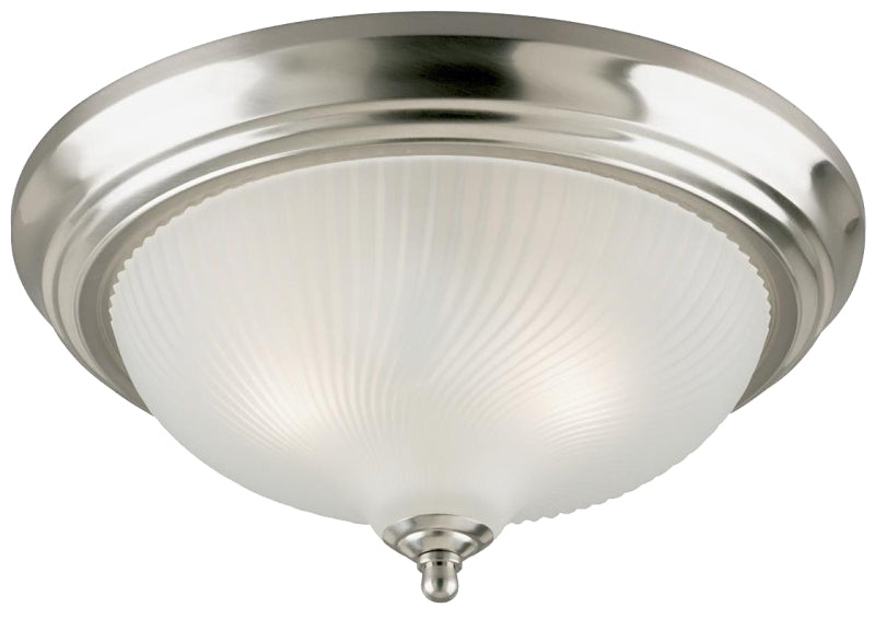 WESTINGHOUSE Westinghouse 6430500 Flush Mount Ceiling Fixture, Brushed Nickel Fixture, Frosted Swirl Shade, 2-Lamp ELECTRICAL WESTINGHOUSE
