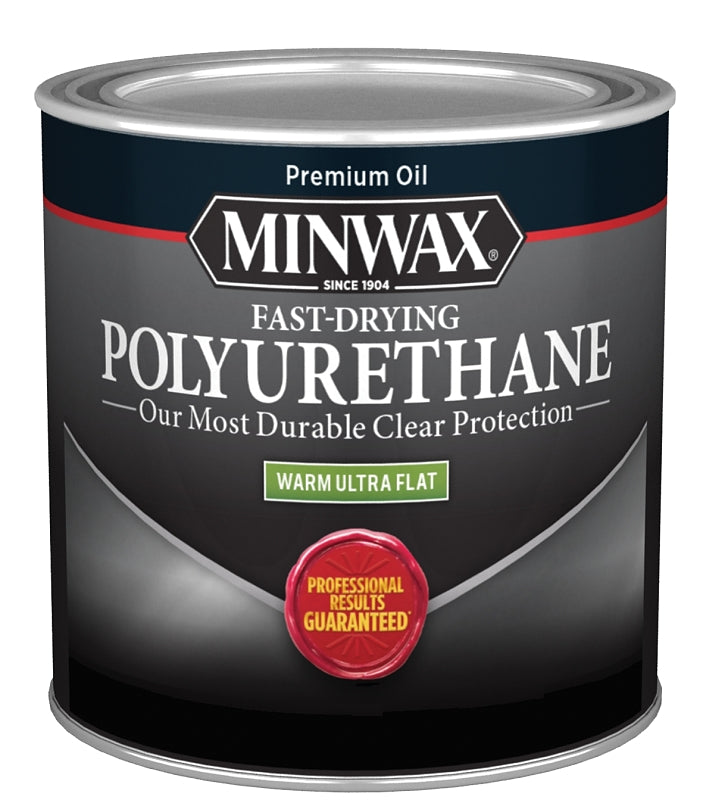 MINWAX Minwax Fast-Drying 230114444 Polyurethane, Ultra Flat, Liquid, Clear, 0.5 pt PAINT MINWAX