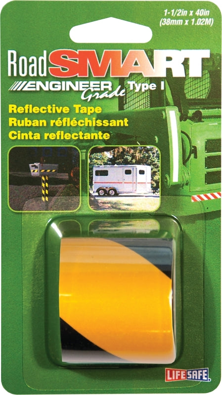 INCOM MANUFACTURING Incom RE838 Reflective Tape, 40 in L, 1-1/2 in W, Black/Yellow