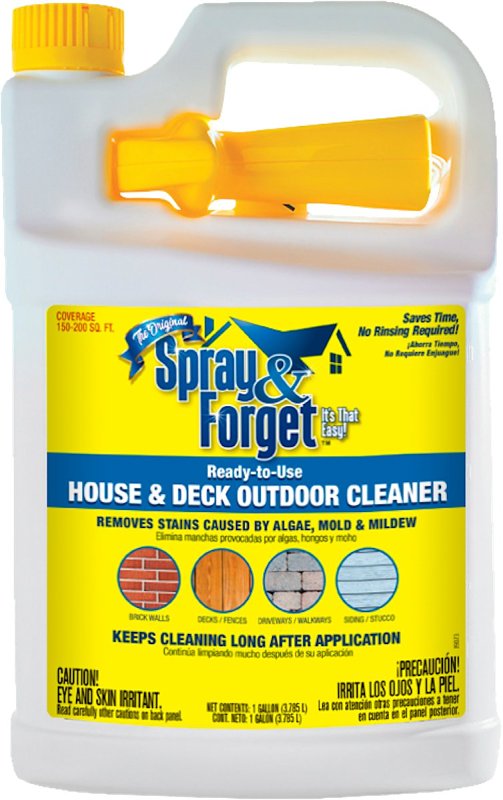 SPRAY&FORGET Spray & Forget SFDRTUG04 House and Deck Cleaner, 1 gal Bottle, Liquid, Orange, Clear