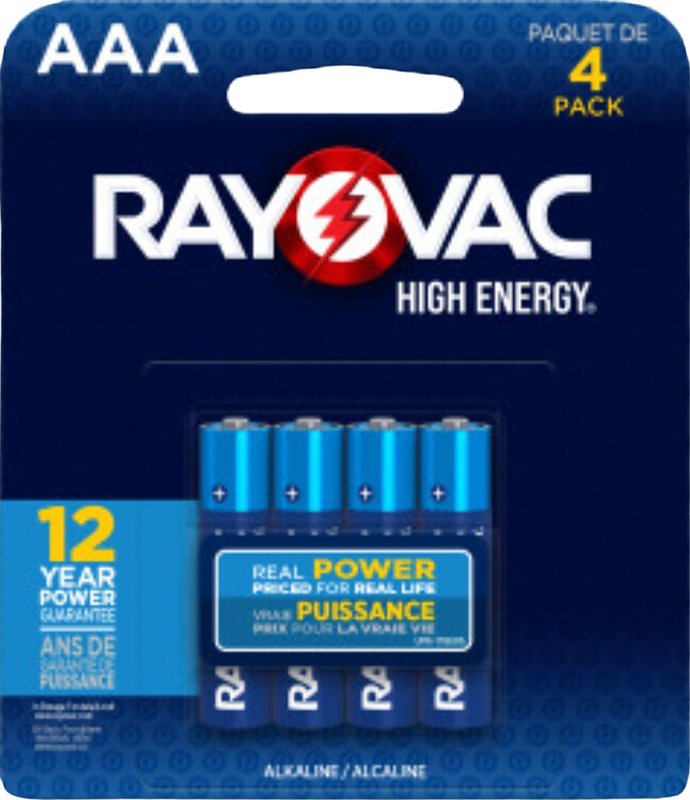 RAYOVAC Rayovac 824-4J Battery, 1.5 V Battery, AAA Battery, Alkaline, Blue, 4/PK ELECTRICAL RAYOVAC
