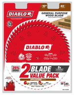 DIABLO Diablo D104040VP Saw Blade, 10 in Dia, 40-Teeth TOOLS DIABLO