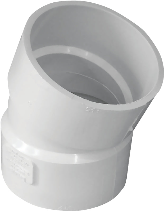 IPEX USA LLC-CANPLAS IPEX 414203BC Sewer Pipe Elbow, 3 in, Hub, 22.5 deg Angle, PVC, White PLUMBING, HEATING & VENTILATION IPEX USA LLC-CANPLAS