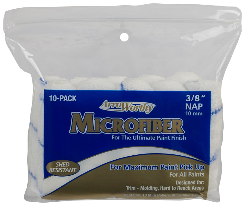 ARROWORTHY Arroworthy 4-MFR3CK Mini Roller Cover, 3/8 in Thick Nap, 4 in L, Microfiber Cover, 6/PK