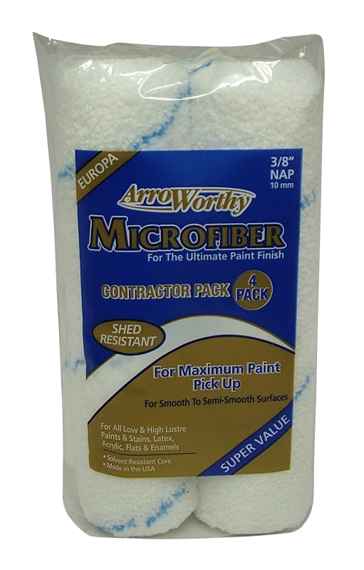 ARROWORTHY Arroworthy 9MFR3-4PK Roller Cover Pack, 3/8 in Thick Nap, 9 in L, Microfiber Cover