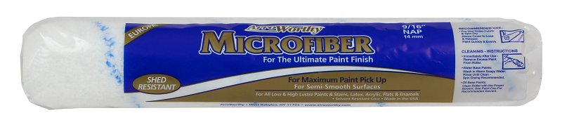ARROWORTHY Arroworthy Microfiber 14MFR4 Roller Cover, 9/16 in Thick Nap, 14 in L, Fabric Cover, White