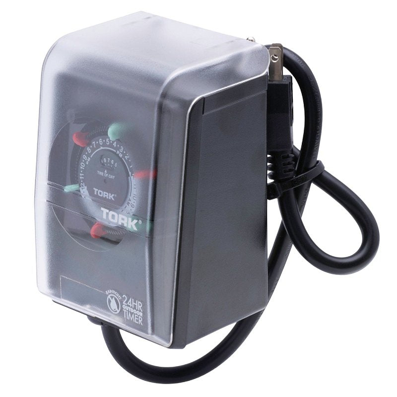 NSI NSI RHB Series RHB32R Heavy-Duty Timer with Weatherproof Cover, 15 A, Plug Mounting, Black ELECTRICAL NSI