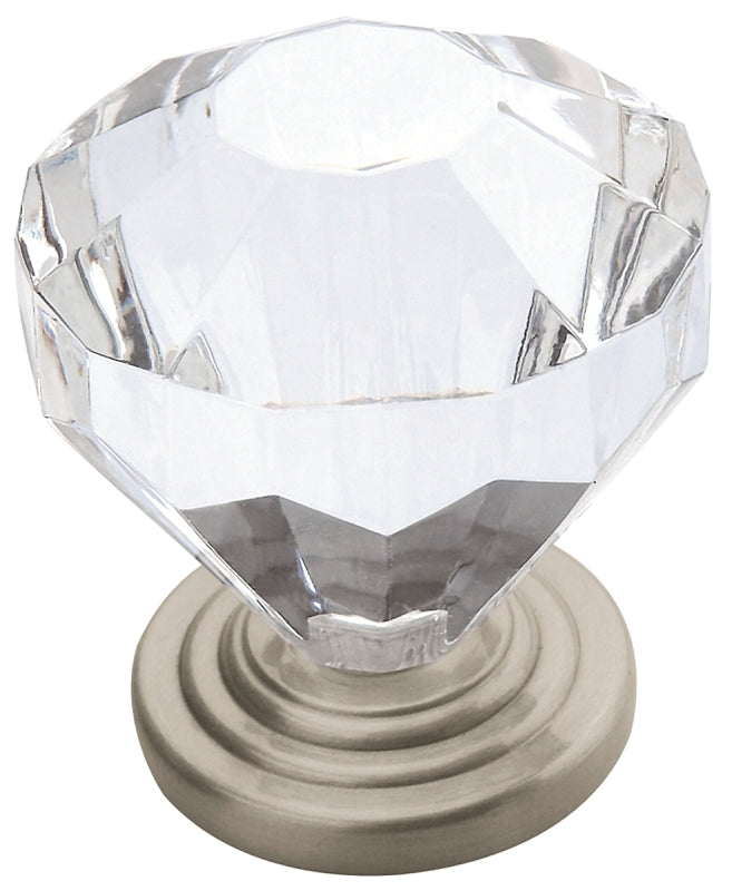 AMEROCK Amerock Traditional Classics Series 14303G10 Cabinet Knob, 1-3/8 in Projection, Acrylic/Zinc, Satin Nickel
