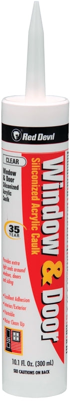 RED DEVIL Red Devil 0876 Siliconized Acrylic Caulk, Clear, -20 to 180 deg F, 10.1 fl-oz Cartridge PAINT RED DEVIL