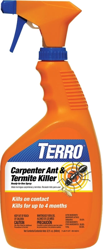 TERRO Terro T1100-6 Carpenter Ant and Termite Killer, Liquid, Spray Application, Indoor, Outdoor, 32 oz Bottle