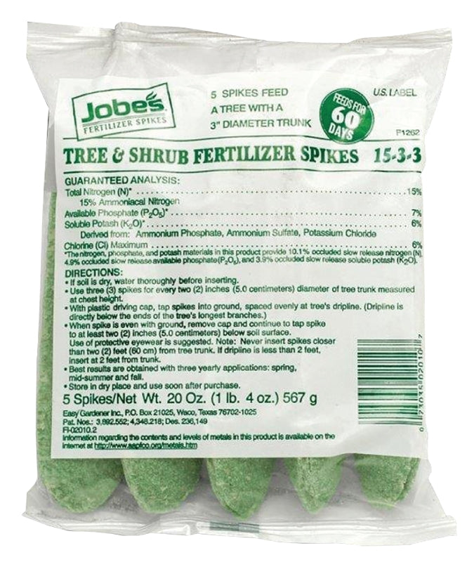 LAWN & GARDEN LLC Jobes 02010 Fertilizer Spike Bag, Spike, Light Green, Slight Ammonia Bag LAWN & GARDEN LAWN & GARDEN LLC