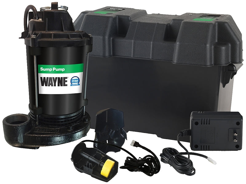 WAYNE Wayne ESP25N Battery Backup Sump Pump with Automatic Switch, 12 VDC, 1-1/2 in Outlet, 15 ft Max Lift Head, 48 gpm PLUMBING, HEATING & VENTILATION WAYNE