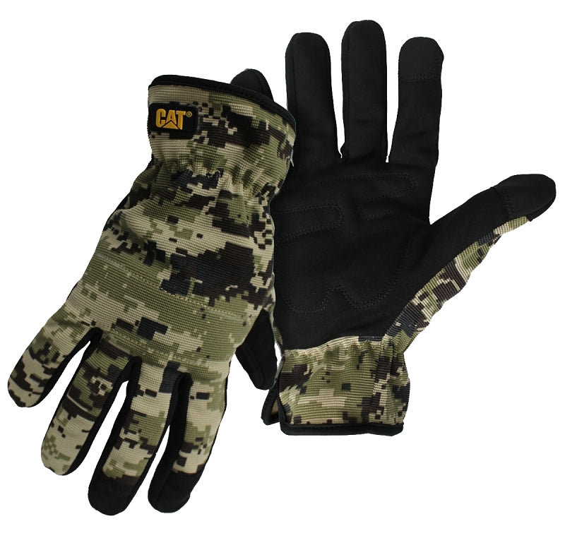 BOSS MFG Cat CAT0122702X Utility Gloves, Men's, 2XL, Open Cuff, Spandex, Camouflage
