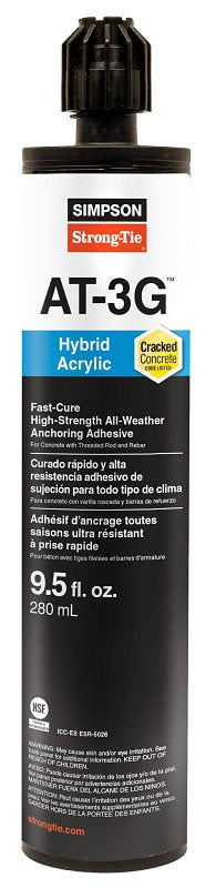 SIMPSON STRONG-TIE Simpson Strong-Tie AT3G AT3G10 High-Strength Hybrid Acrylic Adhesive, Paste, 9.5 oz Cartridge, Coaxial Cartridge
