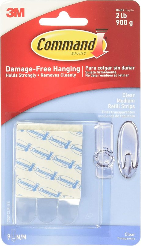 COMMAND Command 17021CLR-12ESF Medium Replacement Strip, Foam Backing, Clear, 900 g ELECTRICAL COMMAND