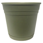 SOUTHERN PATIO Southern Patio RN0812OG Planter with Saucer, 8 in Dia, Round, Poly Resin, Olive Green, Matte