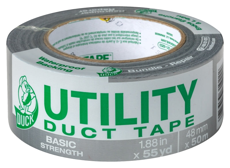 DUCK Duck 1118393 Duct Tape, 55 yd L, 1.88 in W, Silver