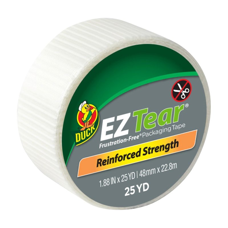 DUCK Duck EZ Tear 242708 Packing Tape, 25 yd L, 1.88 in W