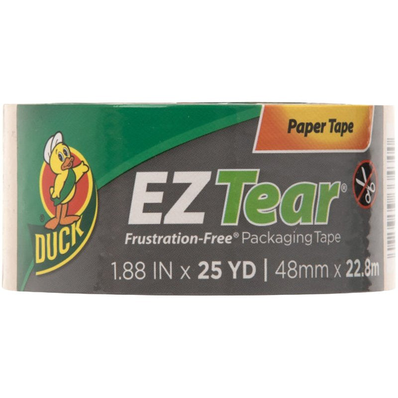 DUCK Duck EZ Tear 242828 Packaging Tape, 25 yd L, 1.88 in W, Kraft Paper Backing, Tan